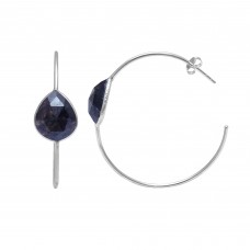 Sapphire 12x10mm Pear Hoop gemstone earring 8.2 gms
